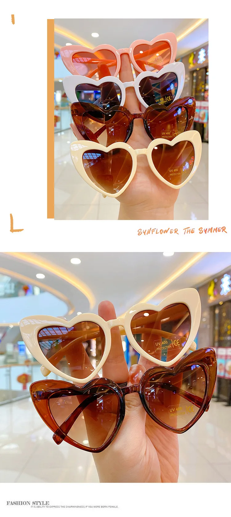 2023 New Kids Cartoon Heart Suower Sunglasses Girls Boy Children Outdoor Round Polarized UV400 Sun Glasses for Toddle_voghion.com