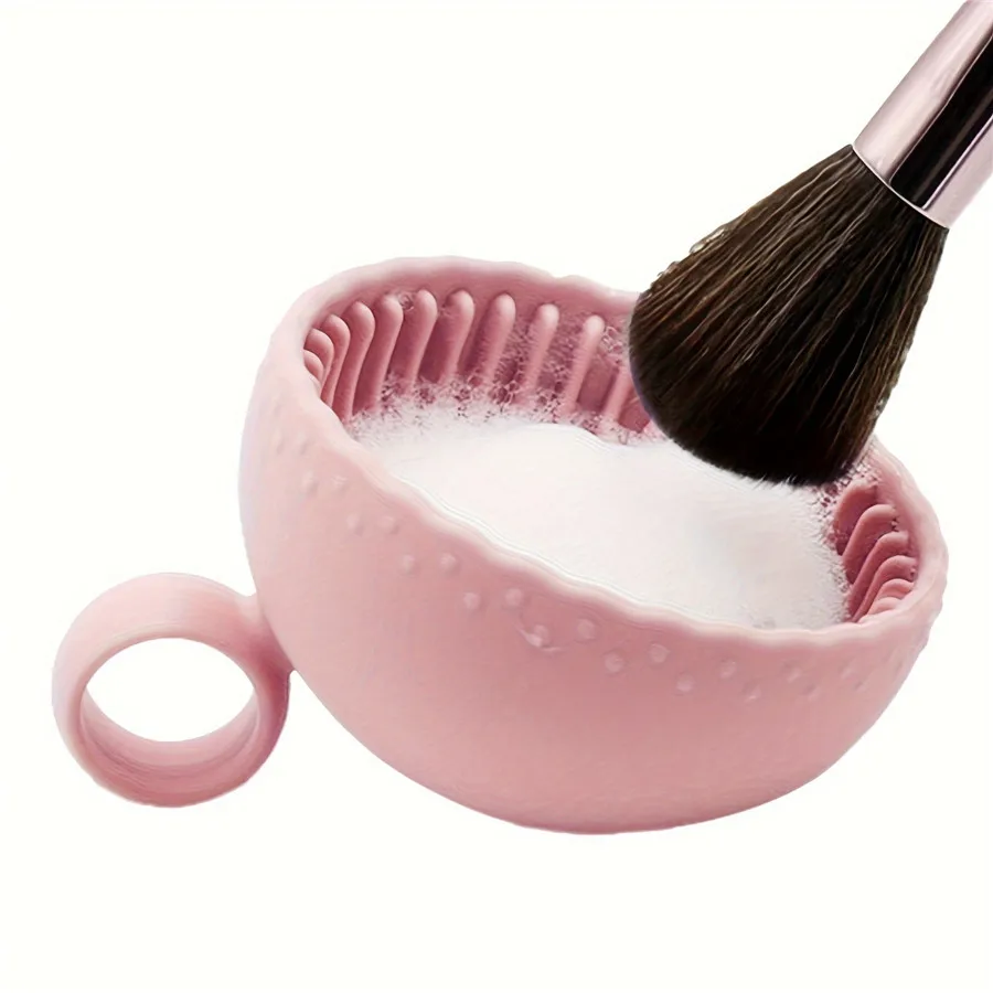 Solid Colour Silicone Makeup Brush Cleaning Bowl, Eyebrow Brush, Foundation Brush, Blush Brush and Eye Brush Cleaning Bowl