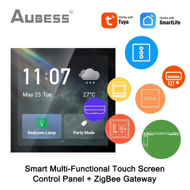 

Tuya WiFi Multi-Functional Screen Control Panel ZigBee Gateway Central Control Smart Home For Intelligent Scenes Via Smart Life
