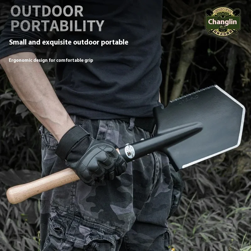 Chinese Military Shovel Outdoor Camping Fishing Hunting Tactical Self-Driving Car Spade Tools Shovel Wood Handle Saw Blade Axe 4