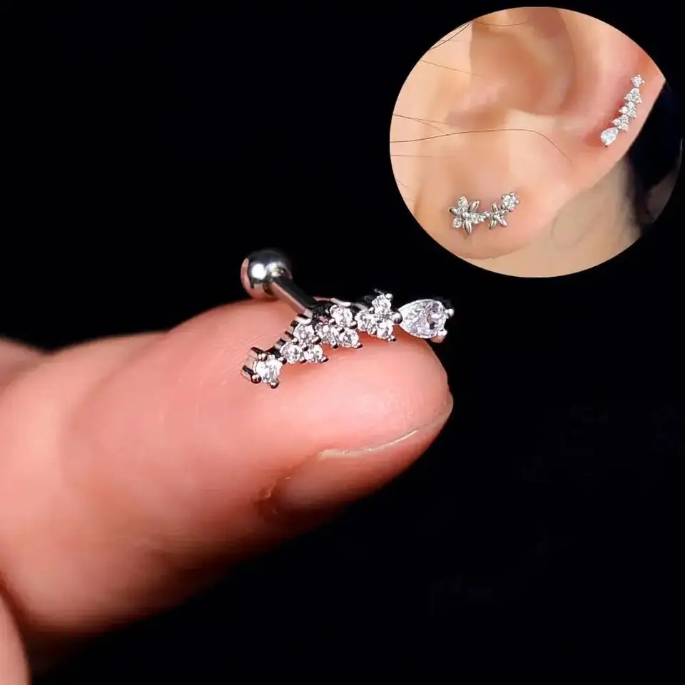 1pc Orecchini Helix Dah in acciaio inossidabile per le donne Anello con stella Clicker con catena Lobo Trago Snug Orecchini per piercing all'orecchio Gioielli  36