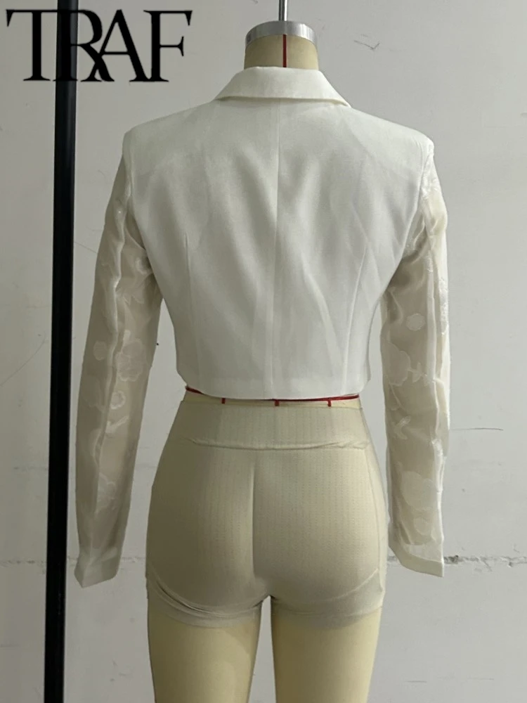 سترة نسائية من قماش الجاكار الرقيق من TRAF ROBE Y2...