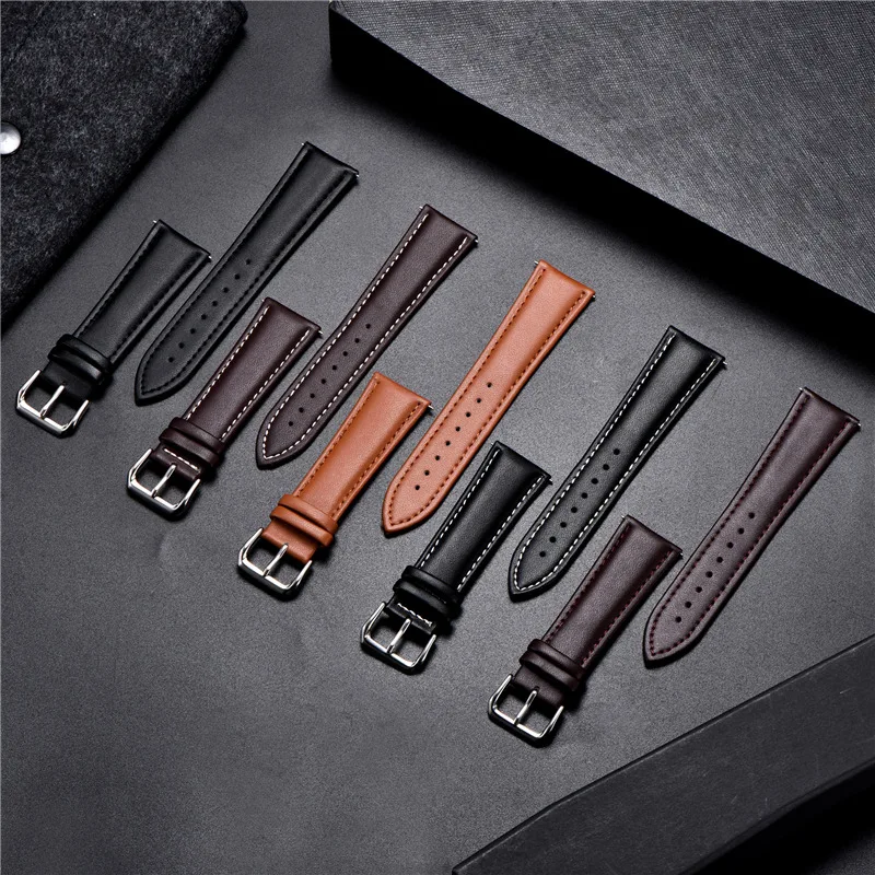

Soft Leather Watch Straps Man Woman Replacement Bracelet Business Watchbands 16mm 18mm 20mm 22mm 24mm Watches Accessories
