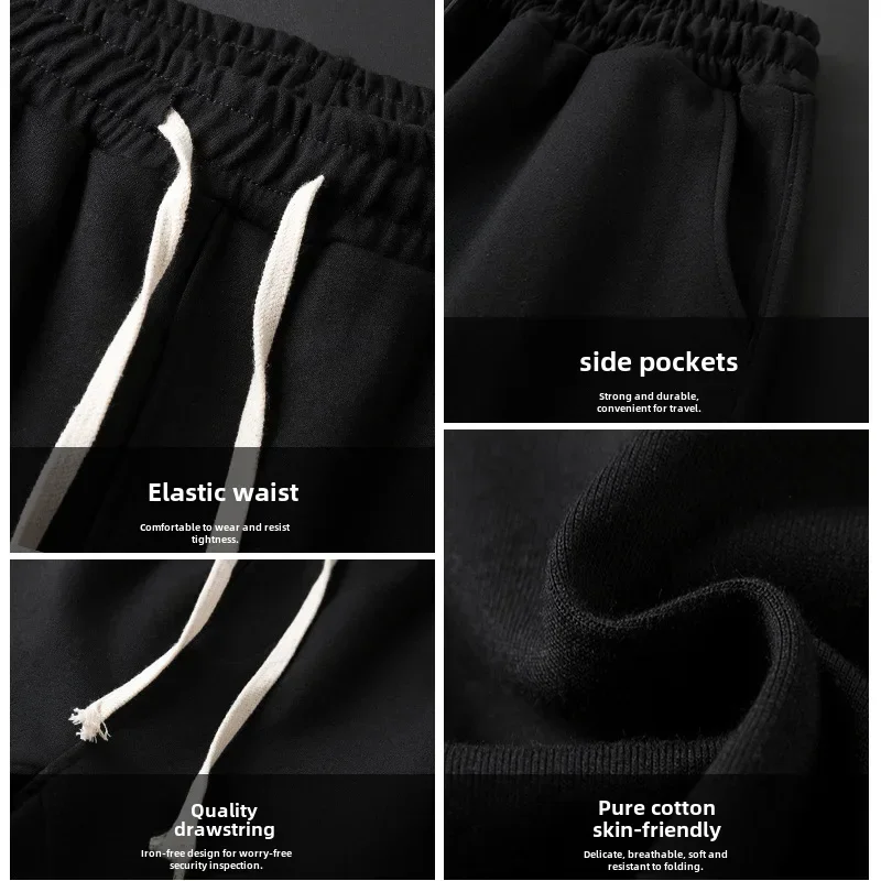 Autumn Casual Trousers Men's Loose Fit Sweatpants Wide Leg Straight Pants Grey Colour Seasonal Pants For Men 4