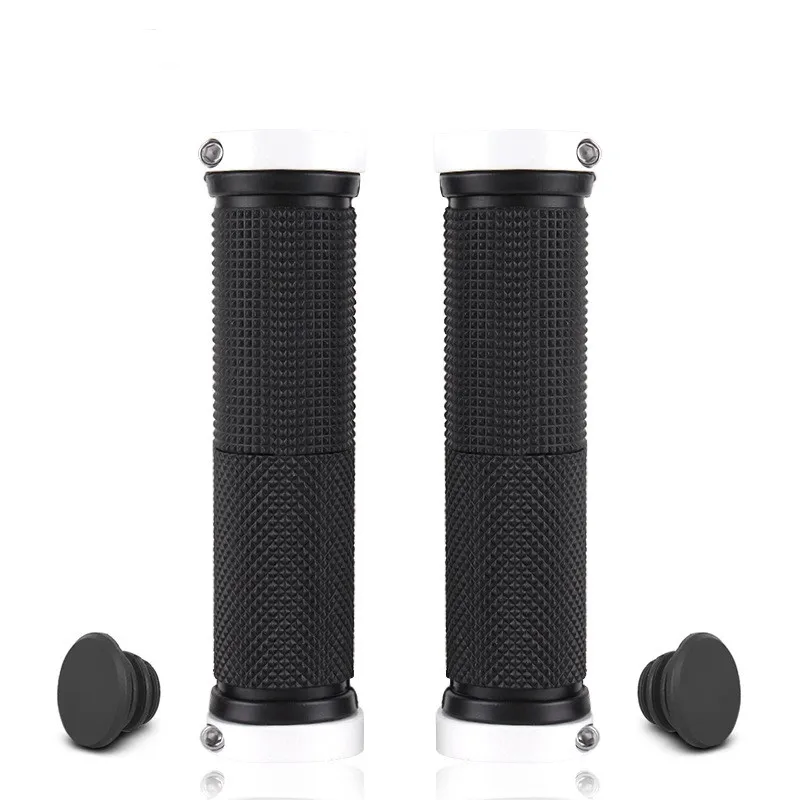 PE Gummi MTB Griffe Legierung Manschetten Bilaterale Sperre Fahrrad Griff Grip Anti-skid Radfahren Lenker Hülse BMX Fahrrad Zubehör – Detail 7