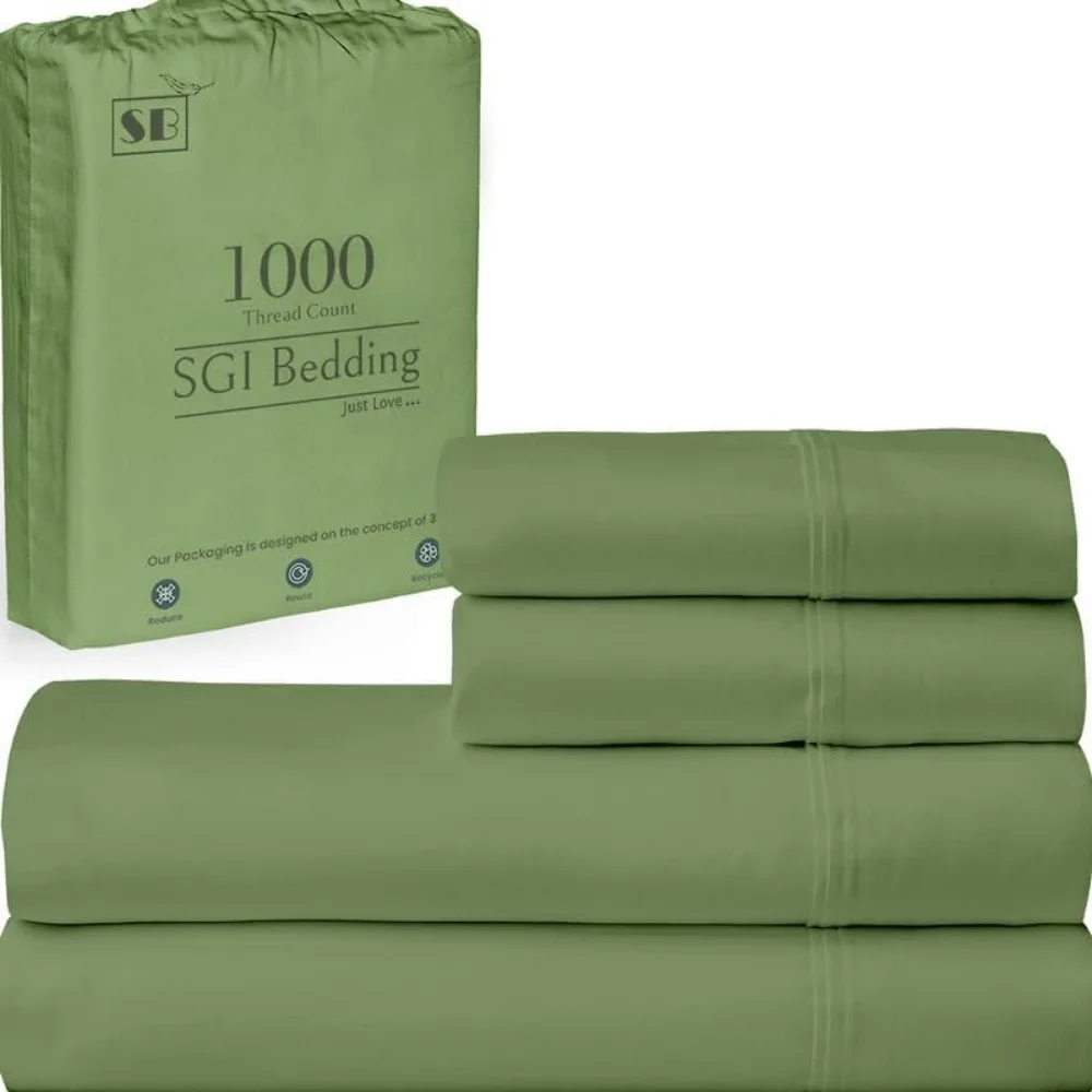 

Soft and Premium Cotton Bed Sheets Set Bedding Luxury 4 Piece Egyptian Cotton Sheets Queen Size - 1000 Thread Count Breathable