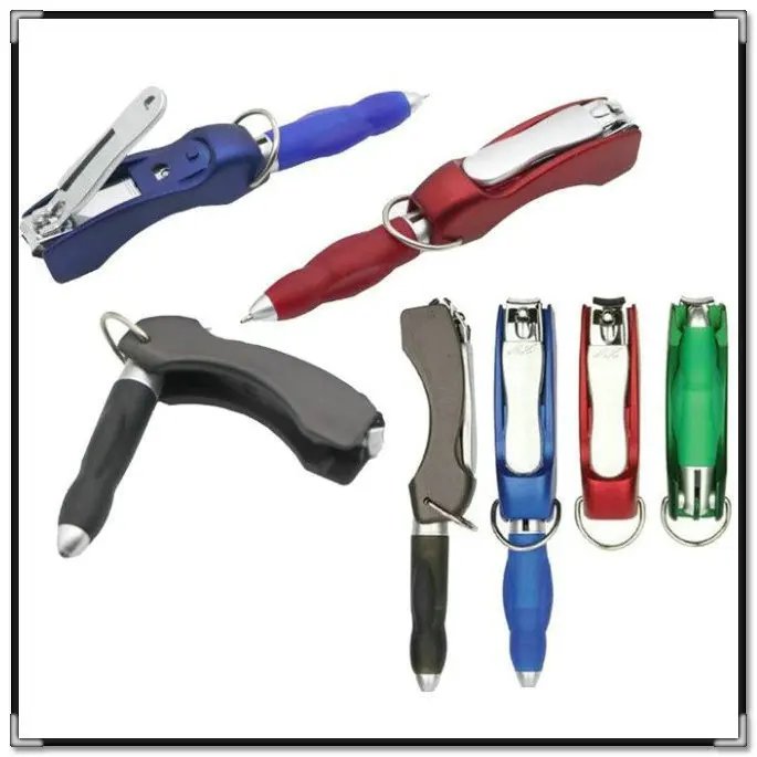 

1PCS Protable Key Chain Ballpoint Pen Folding Metal Nail Clippers Ballpoint Pens Mini Office School Supplies