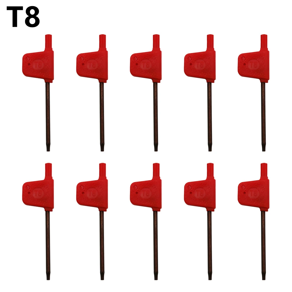 

10pcs L-shaped Plum Blossom Screwdriver Small Torx Screwdriver T Wrench Red Flag Type Spanner Key Screwdriver T5-T20 Hand Tools