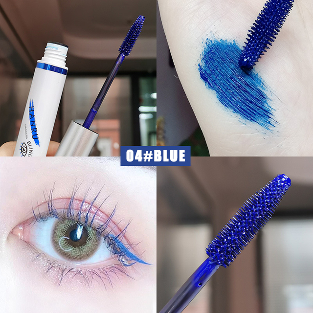 2022 4 Color Mascara Waterproof Fast Dry Long-lasting Curling Lengthening Eye Lashe Blue Pink Brown Party Color Mascara