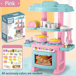 Deluxe Mini Kitchen Play Set - Complete Cooking and Tableware Role Play Toy (Pink)