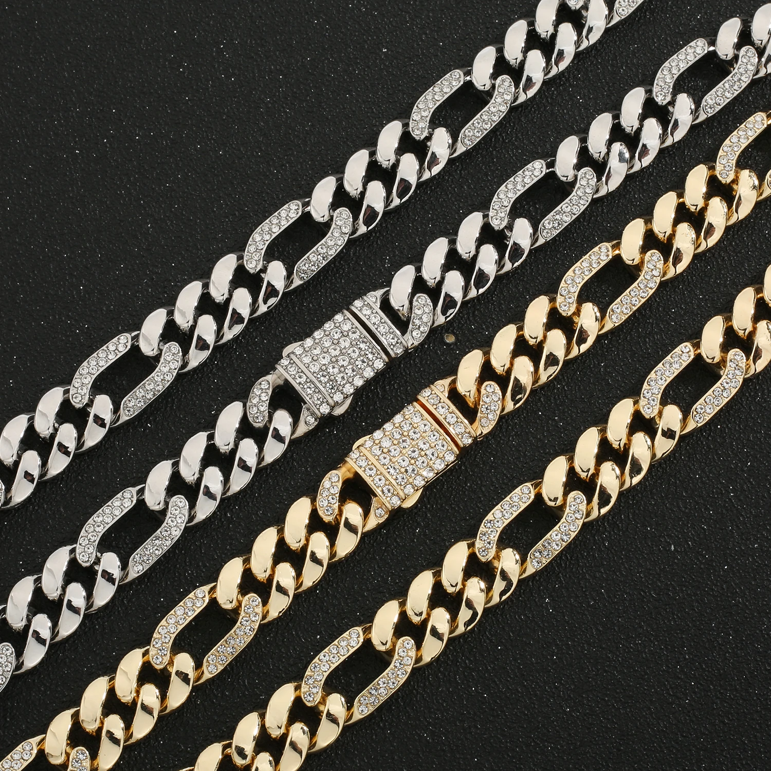 Hip Hop 14k Gold Plated Stainless Steel Jewelry Iced Cadena Hombre Miami Cuban Chain Men's Necklace