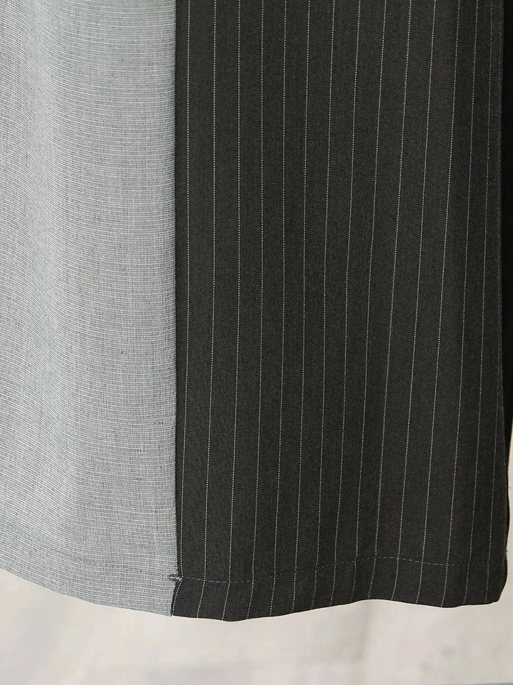 EAM Black Gray Striped Spliced Wide Leg Pants High Elastic Waist New Trousers Women Fashion Tide Spring Autumn 2026 1DH59370