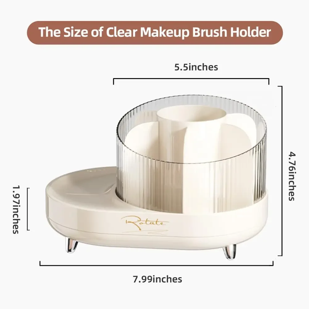 Makeup Brush Holder,360°Rotating Makeup Brushes Organizer,Clear Cosmetic Brushes Holder Storage for Vanity Desktop Bathroom 3