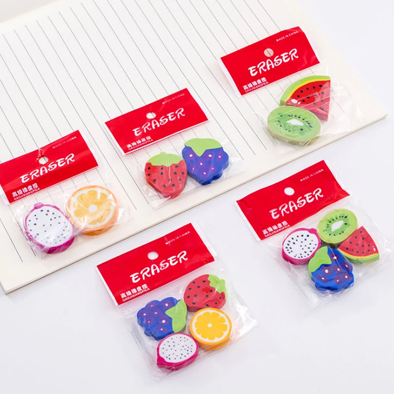 Small Cute Kawaii Fruit Orange Eraser Random Rubber Student Gift Prize School Office Stationery Material Escolar 1pack/lot