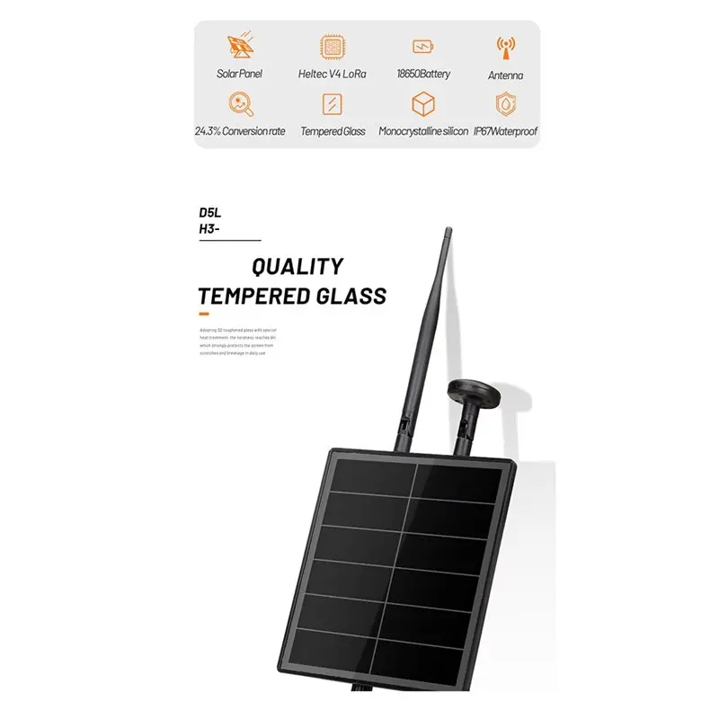 【공개】D5L H3 Meshtasic 태양광 발전 Heltec Lora 32 V4 ESP32 GPS 안테나 포함 Lora Wifi 블루투스 저전력 태양광 메시 915M