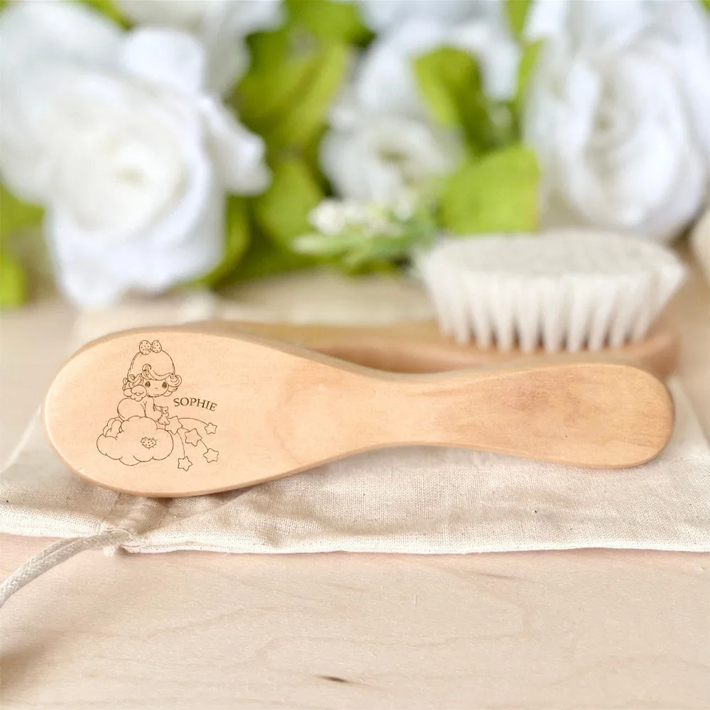 Cepillos de pelo personalizados con nombre para bebé, cepillo de pelo de madera para recién nacido, regalo Ideal para nacimiento, bautismo, cumpleaños, regalos para Baby Shower