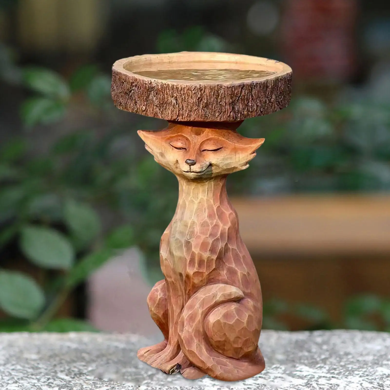 Lowrie Statue Figurine Garden Bird Bath Bowl Deck Resin Feeder Animal Sculpture for Balcony Outside Railing Wildbird Drinking