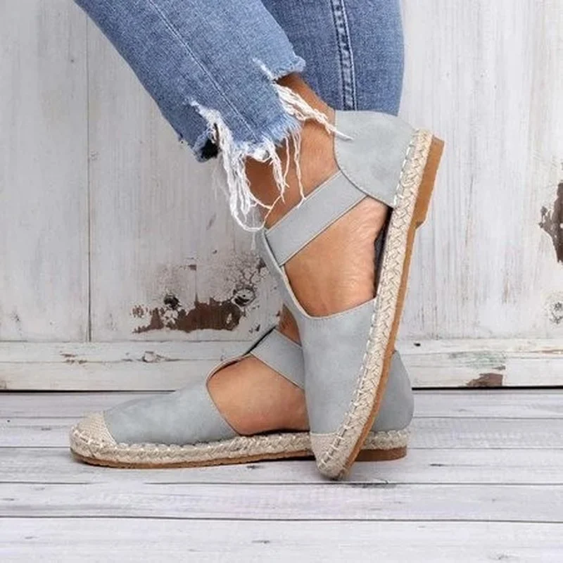 

Summer Comfy Espadrilles Sandals 2022 New Closed Toe Hemp Ladies Casual Shoes Elastic Home Outdoor Beach Fisherman Flats