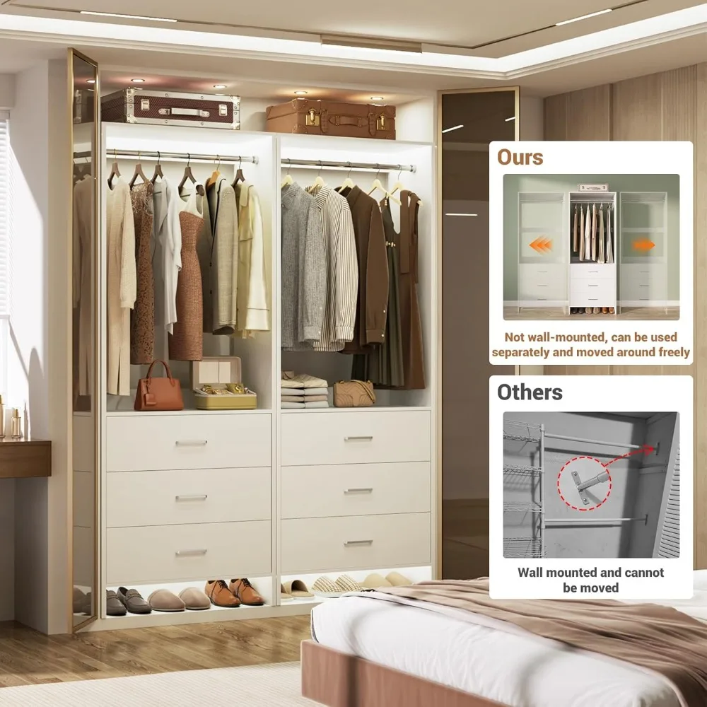 Closet System Closet Organizer, Wood Closet Organizer System, Walk-in Closets or Small Closets Wardrobe, Clothes Rack wi 3