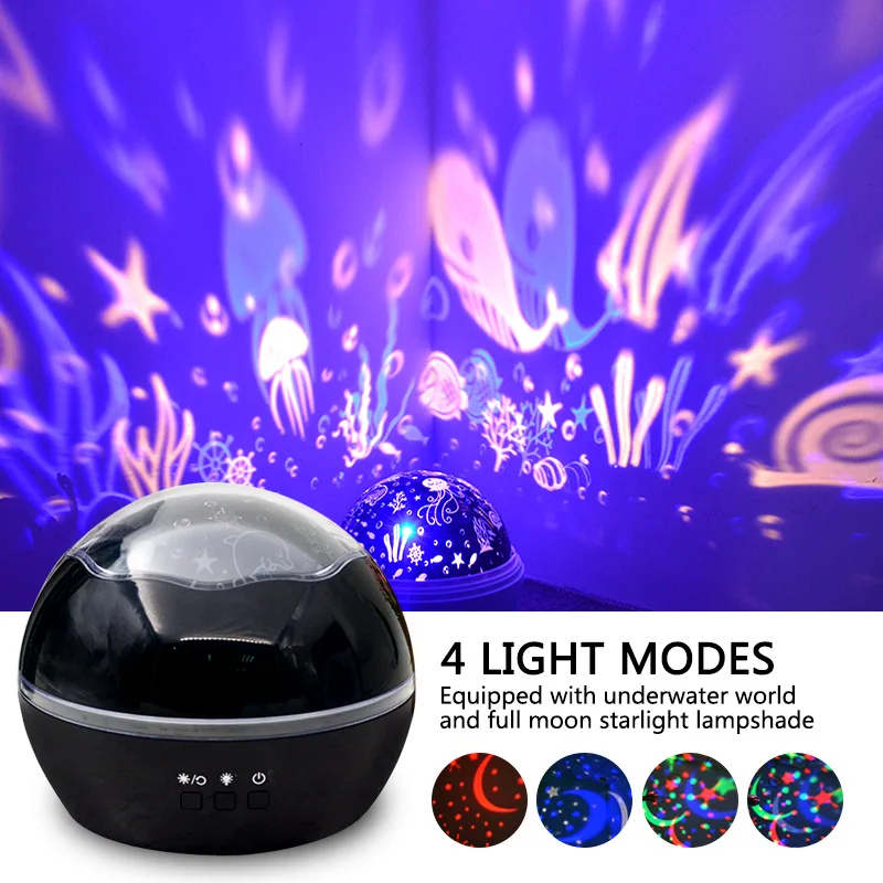 

C2 Rotating Night Light Projector Spin Starry Sky Star Lamp Bedside Table Children Kids Baby Sleep Romantic USB Lamp Projection