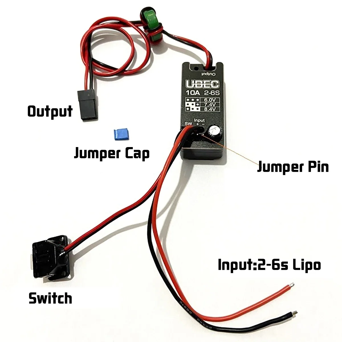 Hobbywing Waterproof UBEC 10A Voltage Regulator Module 2-6S 6 / 7.4 / 8.4V 10A Adjustable Metal Shell BEC For RC Car Parts