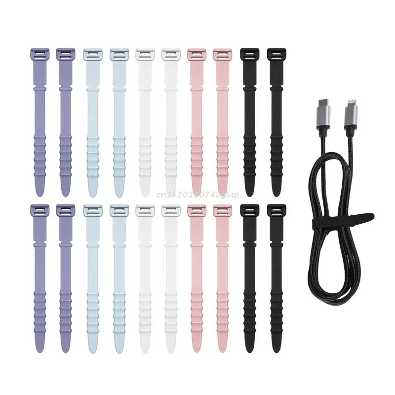 Silicone Cable Ties 20 Pcs Cord Organizer Management Wrap Straps for Bundling Desk Cable Cords & Wires Easy to Use cable organizer,cable ties,cable tie
