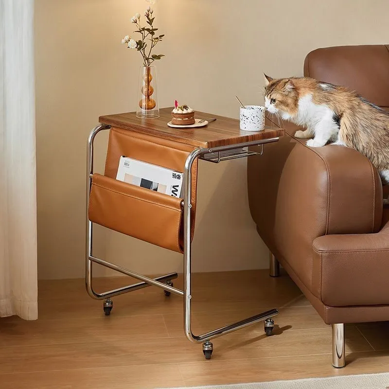 MOMO 크리에이티브 모던 소파 사이드 테이블, 간단한 이동식 커피 테이블 카트, 거실 가정용 침대 옆 테이블, 소형 테이블 