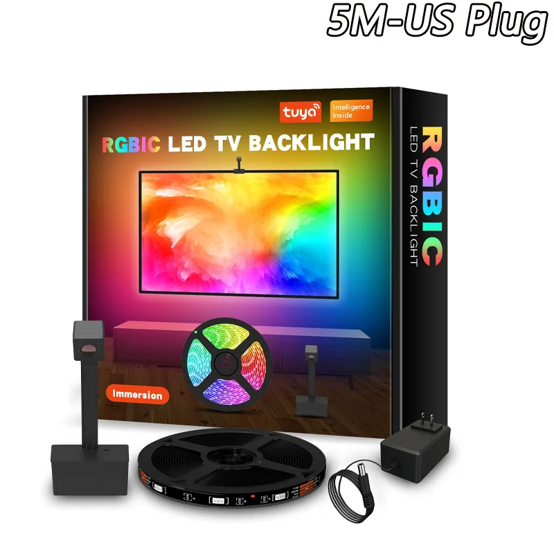 Immersive TV PC Background Light Strip RGBIC LED Strips HDTV Computer Monitor Screen Color Sync Smart APP Control Ambient Lamps