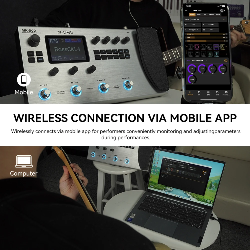 M-VAVE MK300 エレキギター、マルチエフェクトペダル搭載、150秒