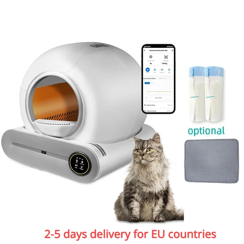 Лоток для кошек Tonepie, самоочищающийся автоматический туалет, управление через приложение, большой вместимости 65 л, автоматический лоток