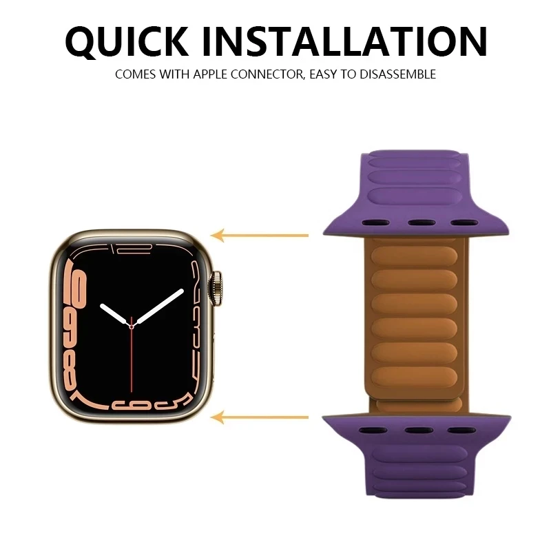 

Silicone link loop Magnetic strap For apple watch band 45mm 41mm 44mm 40mm 42mm 38mm iWatch series 7 6 SE 5 4 3