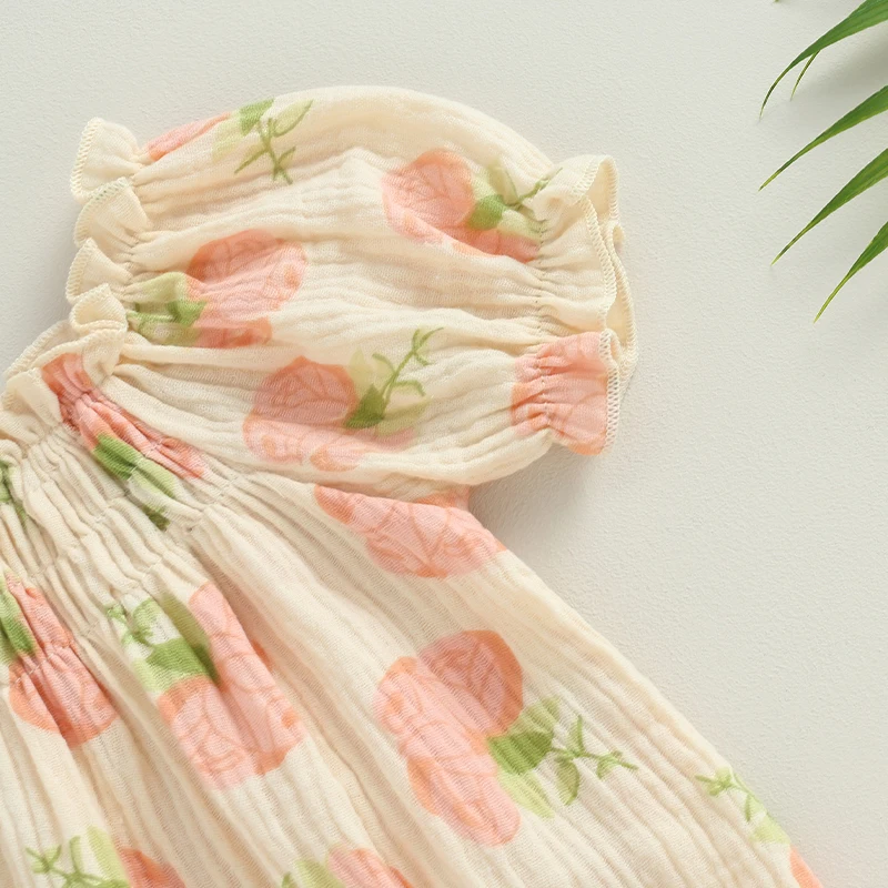 

Toddler Infant Baby Girl Summer Romper Flower Print Short Puff Sleeve Newborn Clothes Jumpsuits Bodysuits
