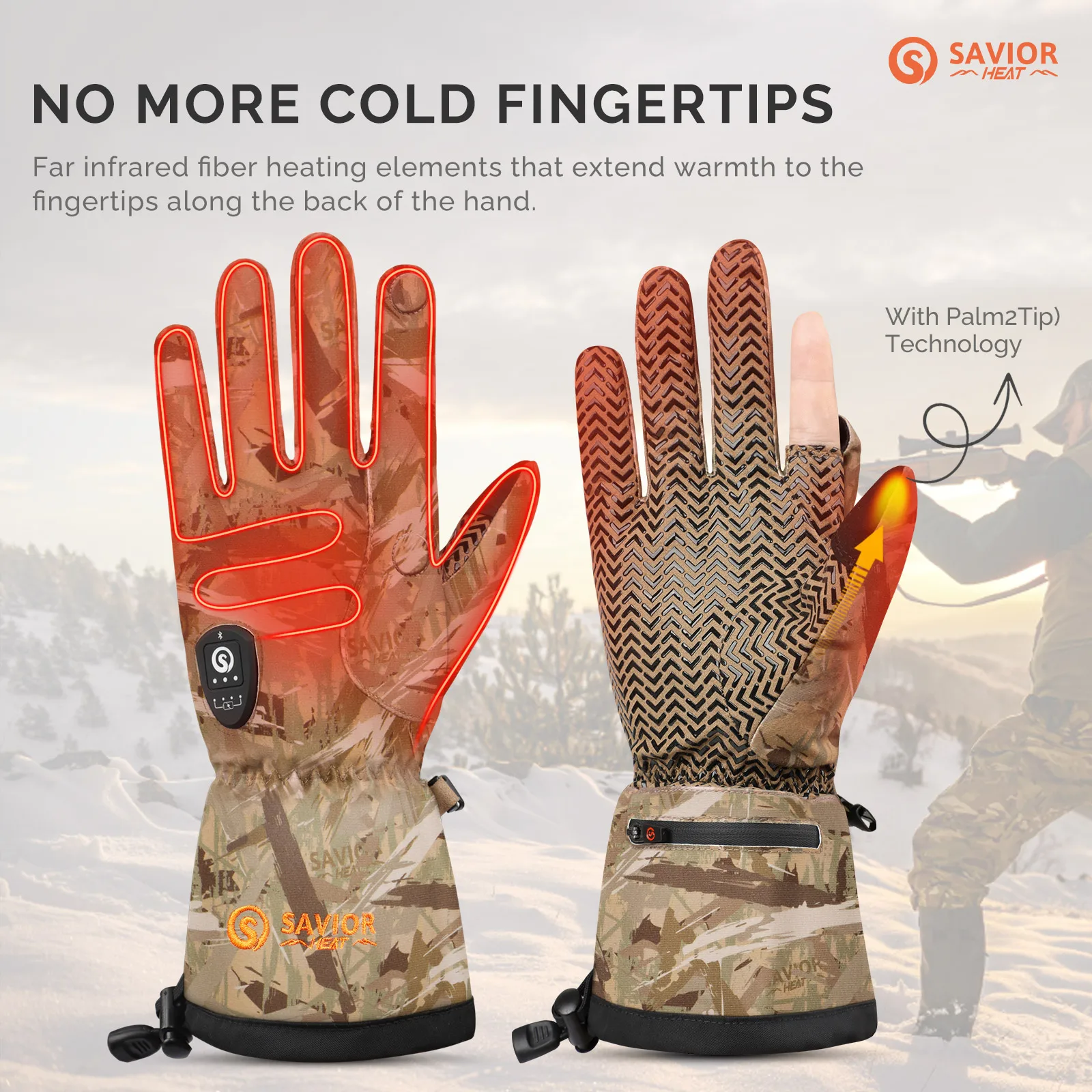 Savior Heated Hunting Gloves Winter Fishing Bluetooth Gloves 3000mAh Windproof Warm Touch Screen For Skiing Outdoor Hiking