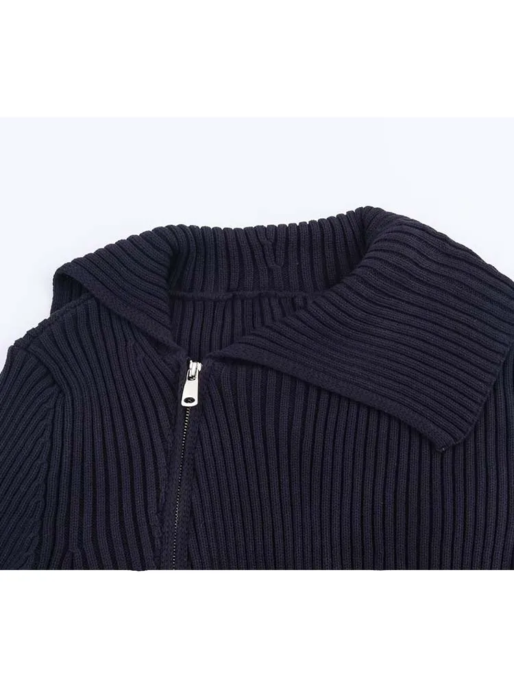 Women Knitted Coat 2025 New Women's Fashion Long Sleeve Zipper Knitted Short Coat Women's Elegant Casual New Lapel Outerwears