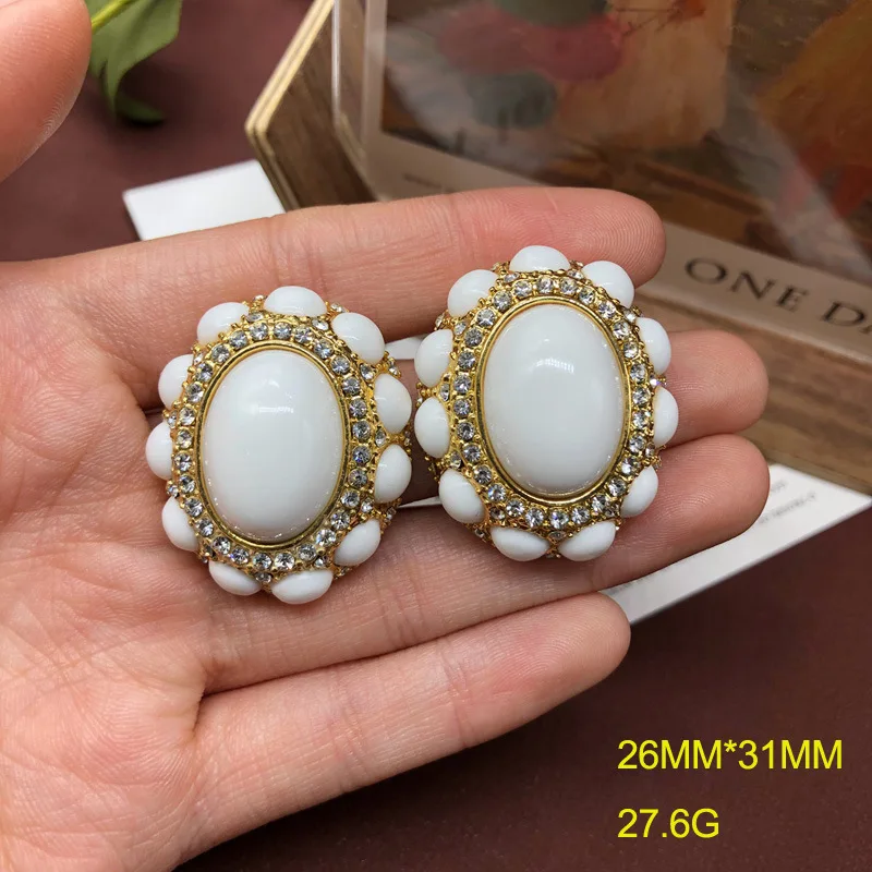 European and American retro palace colored gems Earrings