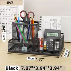 Sleek Black Mesh Desk Organizer with Pencil Holder and Storage Baskets, 3 Compartments (3PCS Black)