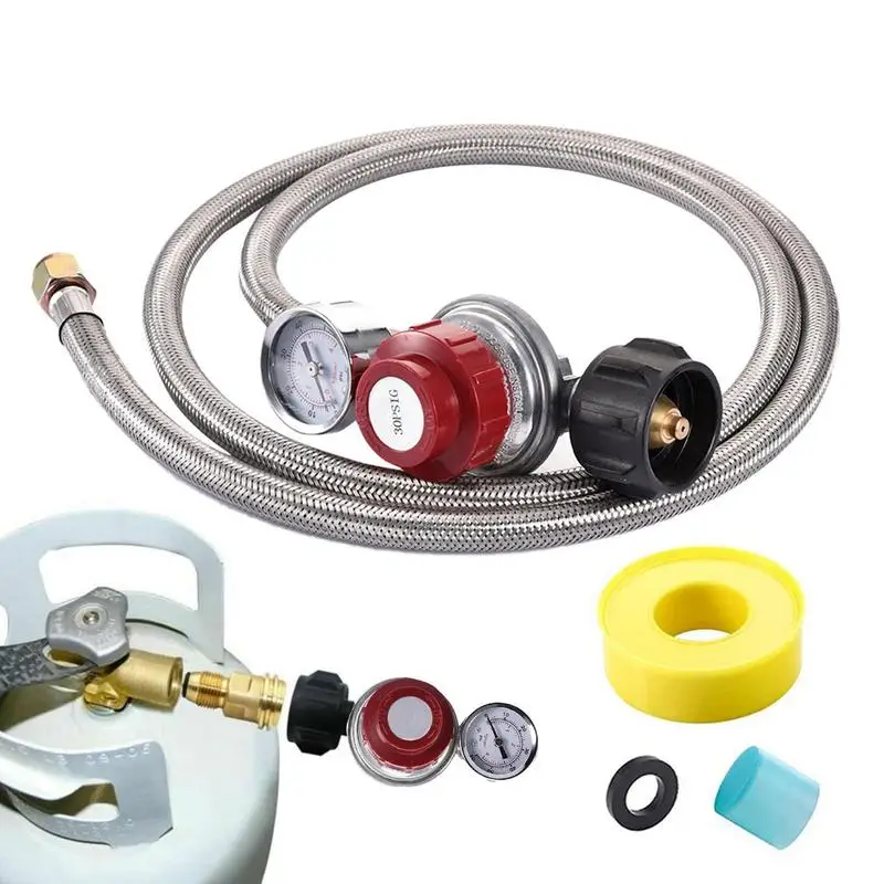 

Psi Propane Regulator High Pressure Gas Regulator Adjustable Braided 38 Inch Flare Swivel Nut Hose Connector With Gauge