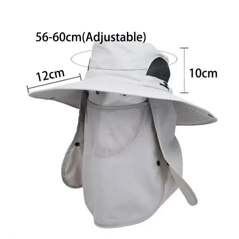 Description Picture 2 of itemAdjustable Outdoor Fishing Cap With Face Mask Sunscreen UV Protection Breathable Foldable Men Women Hiking Camping Casual Hats