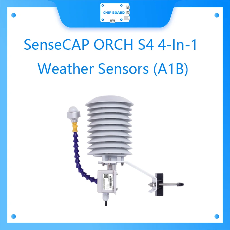 

SenseCAP ORCH S4 4-In-1 Weather Sensors (A1B), Air Temperature/Humidity/Atmospheric Pressure/Light - with waterproof aviation co