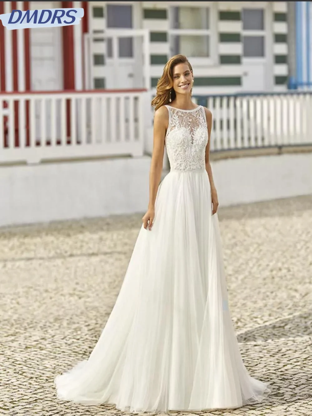 

Sexy Sleeveless Backless Dress For Bride Classic Lace Appliques Bridal Gown Boho A-line Long Wedding Dress Robe De Mariée