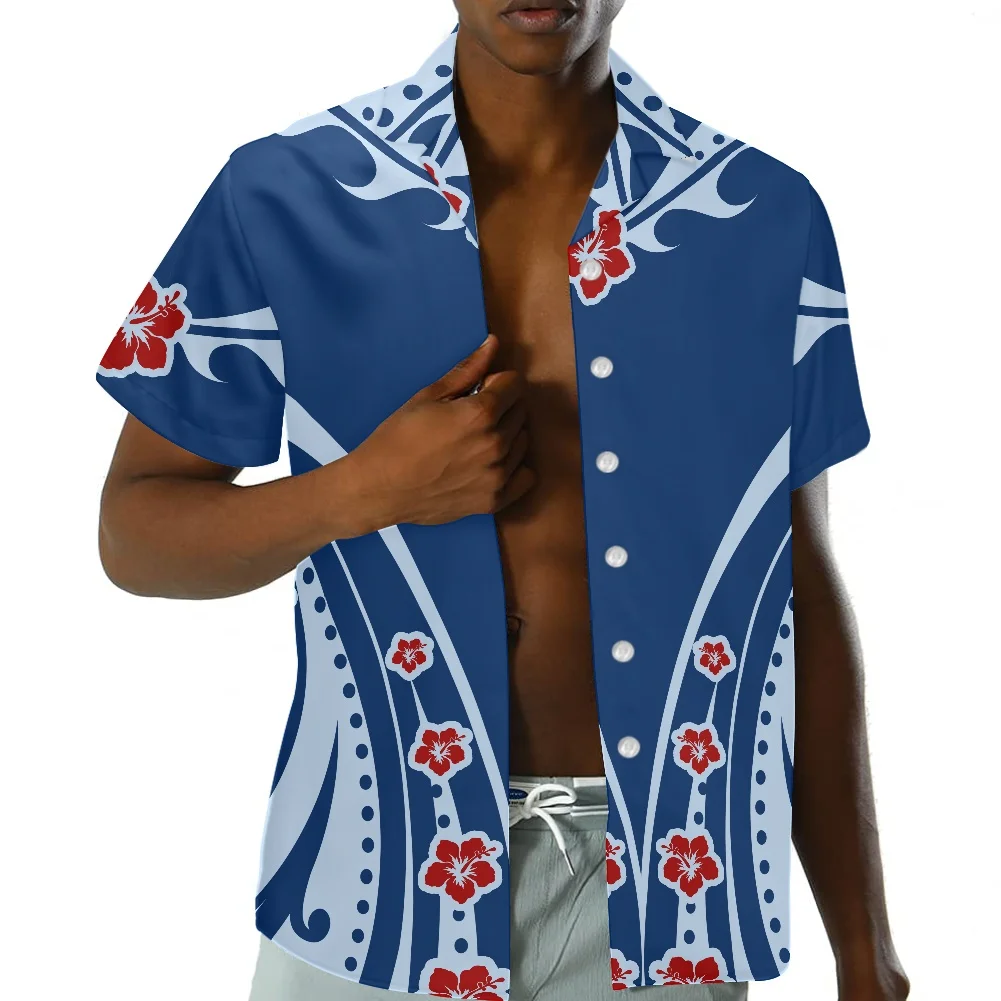 HYCOOL New Royal Blue Summer Cuban Shirt Samoan Tribal Floral Shirts For  Men Hibiscus Print Mens Short Sleeve Button Down Shirts - AliExpress