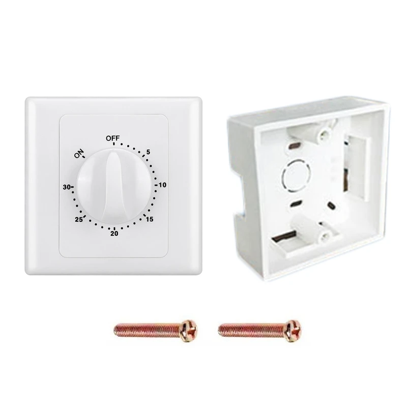 Interruttore Timer Meccanico 120 Minuti - Per Ventilatori, Lampade, Scaldabagni 220V, Design 86mm