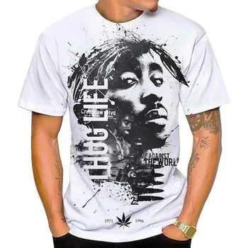 New Women Men Fashion 3D Print Tupac Shakur 2Pac T-shirt Casual Personality Hip-hop Streetwear Cool T-shirt 100-6XL Clothing 1