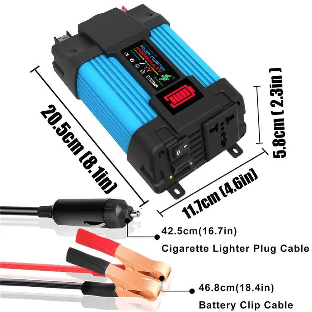 

4000W/6000W Car Power Inverter LED Voltage Capacity Display Transformer Converter 12V To 110V/220V Car Inverters Car Electronics