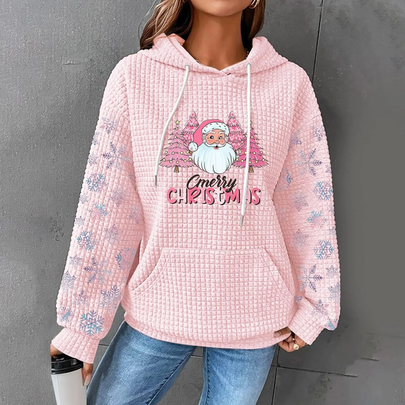 

Women's Fall Winter Oversized Sweatshirtsl Snow Print Christmas Hoodie Hooded Pullover Sweatshirt Tunic Zipper Sweatshirts Women