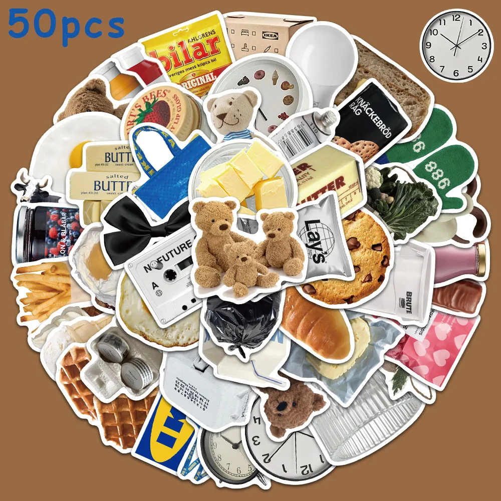 

50pcs Cartoon INS Style Stickers Cute Food Milk Decals For Laptop Guitar Luggage Scrapbook Notebook Fridge Stickers Kid Toy
