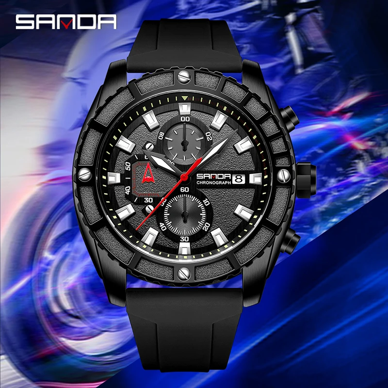 

2023 Top New Fashion Business Watch For Men Casual Waterproof Quartz Wristwatch Date Stopwatch Sport Male Clock SANDA 5315