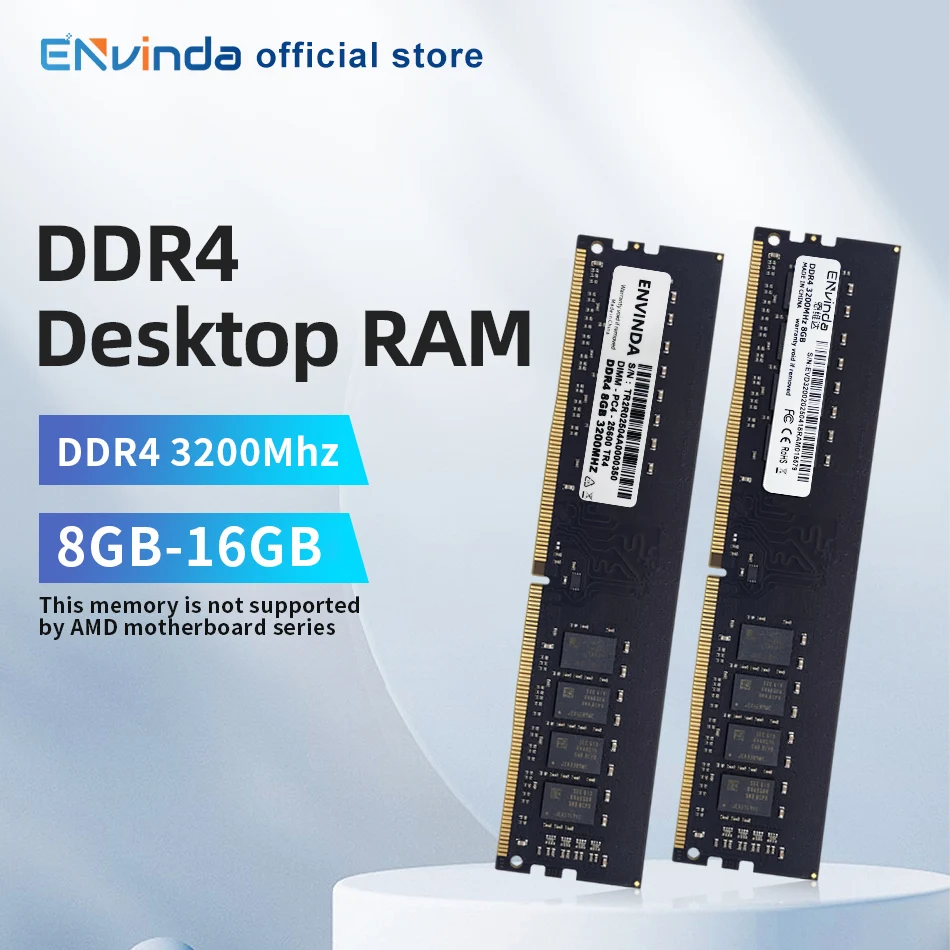 ENVINDA DDR4 PC RAM Memoria 8GB 16GB 3200MHz DIMM Desktop Computer Memory Rams No Support AMD Motherboard
