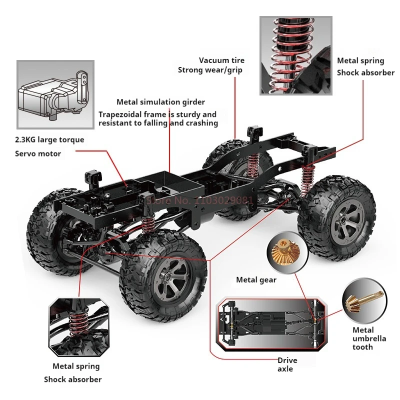Fy003 1:12 Full Scale Rc Model Remote Control Car Simulation Off-Road Vehicle Four-Wheel Drive Climbing Car Children'S Toy Gift 4