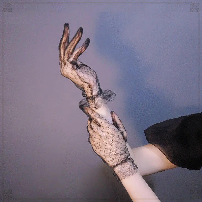 Lace gloves summer thin transparent lolita wedding accessories